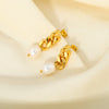 1 Pair Modern Style Geometric Plating Stainless Steel Freshwater Pearl 18k Gold Plated Drop Earrings