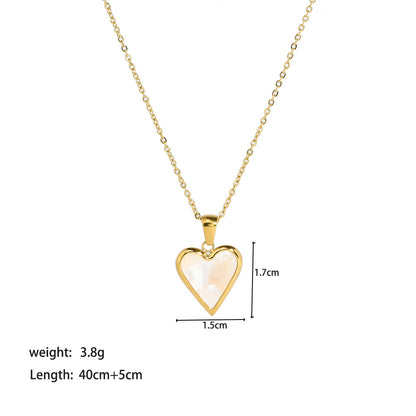 Lady Moon Heart Shape Stainless Steel Titanium Steel Plating Inlay Artificial Gemstones Gold Plated Pendant Necklace