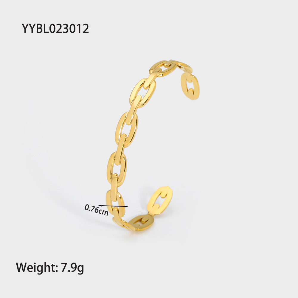 Modern Style Geometric Heart Shape Snake Stainless Steel Plating Gold Plated Bangle