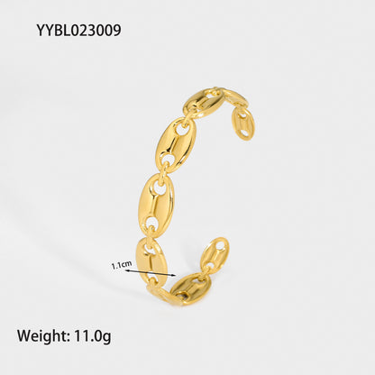 Modern Style Geometric Heart Shape Snake Stainless Steel Plating Gold Plated Bangle