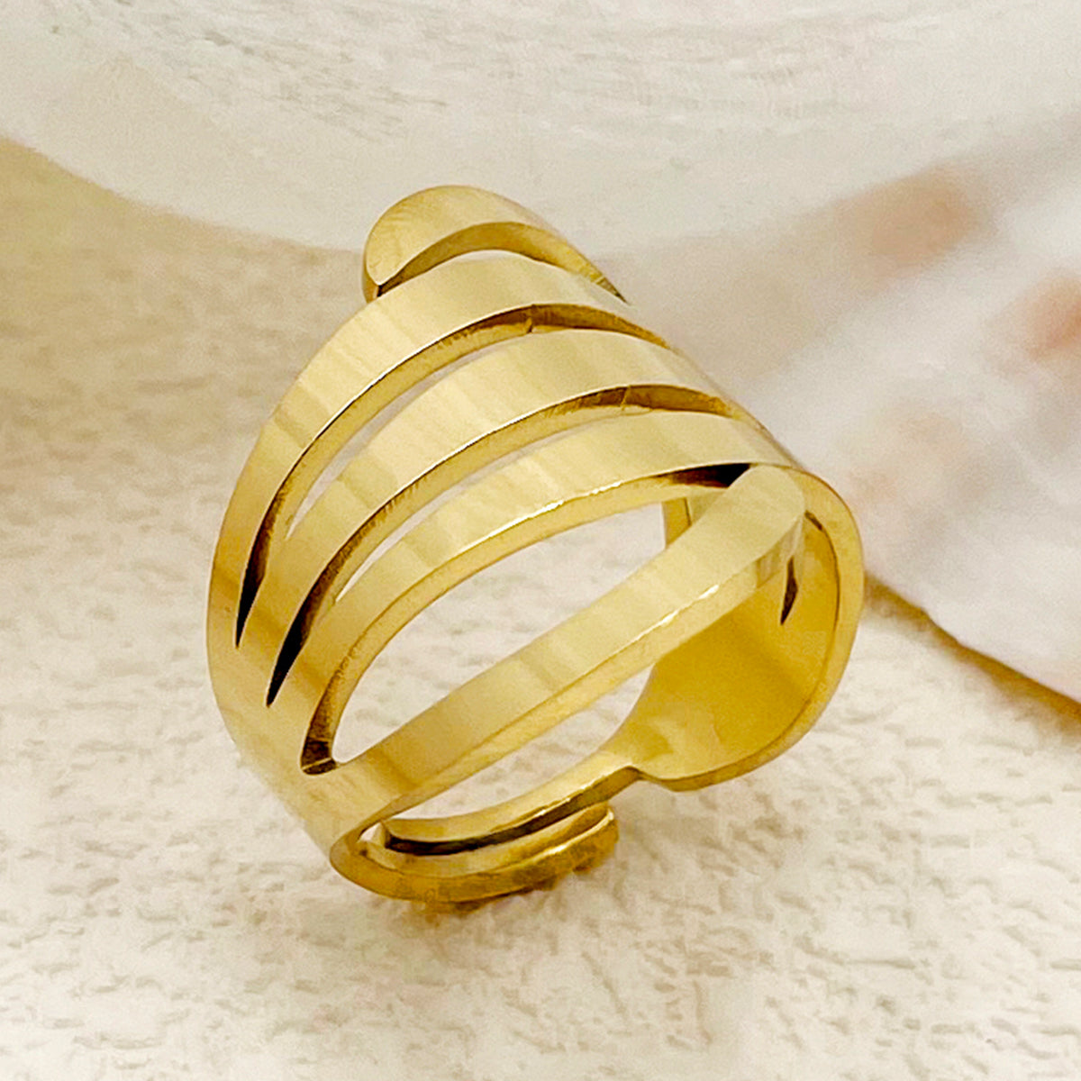 Simple Style Classic Style Stainless Steel Gold Plated Open Ring In Bulk