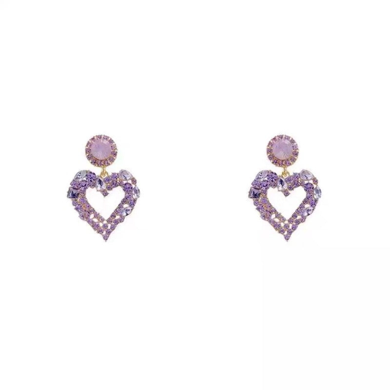 1 Pair Simple Style Heart Shape Inlay Alloy Zircon Drop Earrings