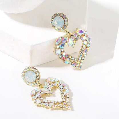 1 Pair Simple Style Heart Shape Inlay Alloy Zircon Drop Earrings