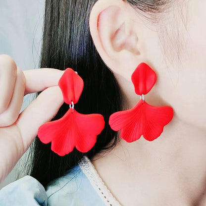 Simple Style Petal Arylic Spray Paint Women's Drop Earrings