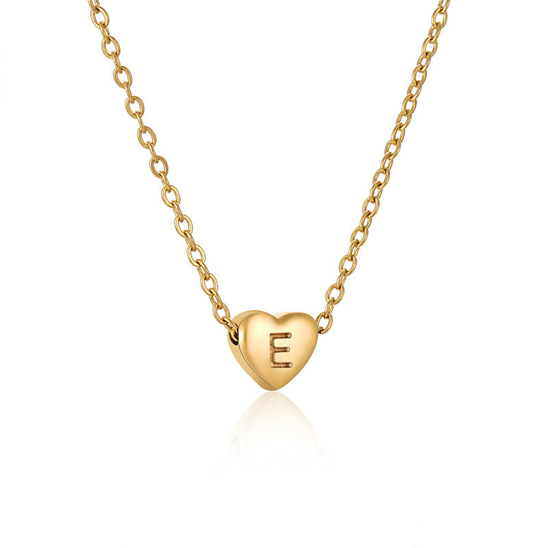 Casual Elegant Letter Heart Shape Stainless Steel Copper Plating 14k Gold Plated Pendant Necklace