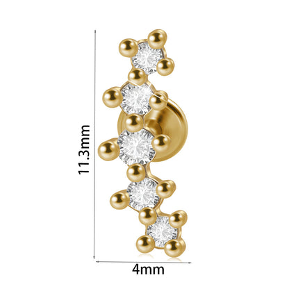 Novelty Heart Shape Stainless Steel Plating Inlay Zircon Lip Stud Ear Studs