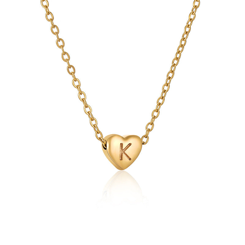 Casual Elegant Letter Heart Shape Stainless Steel Copper Plating 14k Gold Plated Pendant Necklace