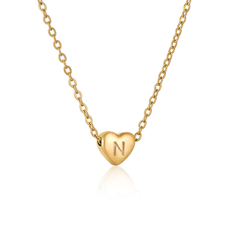 Casual Elegant Letter Heart Shape Stainless Steel Copper Plating 14k Gold Plated Pendant Necklace