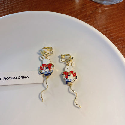 1 Pair Commute Rabbit Enamel Alloy Drop Earrings