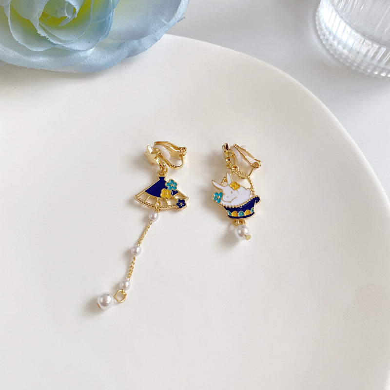 1 Pair Simple Style Rabbit Enamel Alloy Drop Earrings