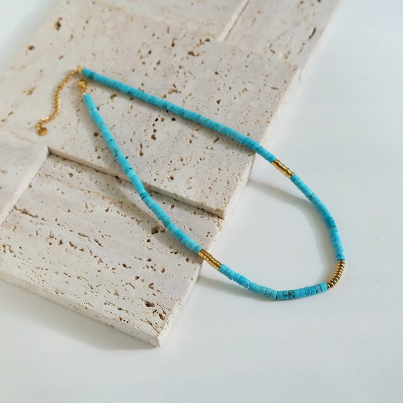 Retro Geometric Natural Stone Necklace