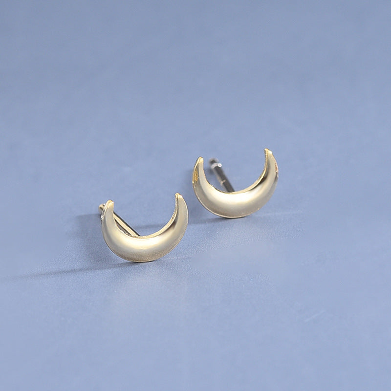 1 Pair Simple Style Star Moon Sterling Silver Ear Studs