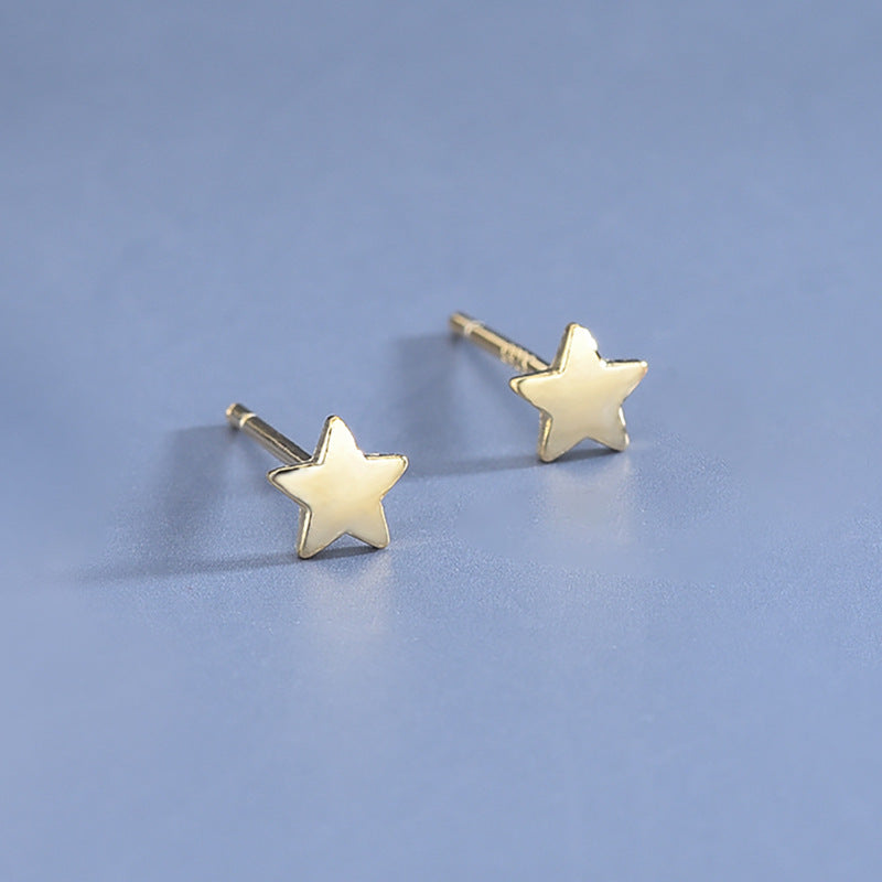 1 Pair Simple Style Star Moon Sterling Silver Ear Studs