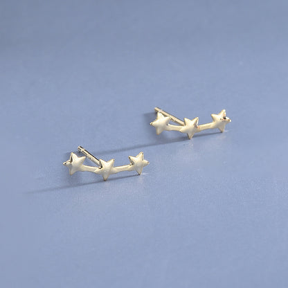 1 Pair Simple Style Star Moon Sterling Silver Ear Studs