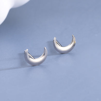 1 Pair Simple Style Star Moon Sterling Silver Ear Studs