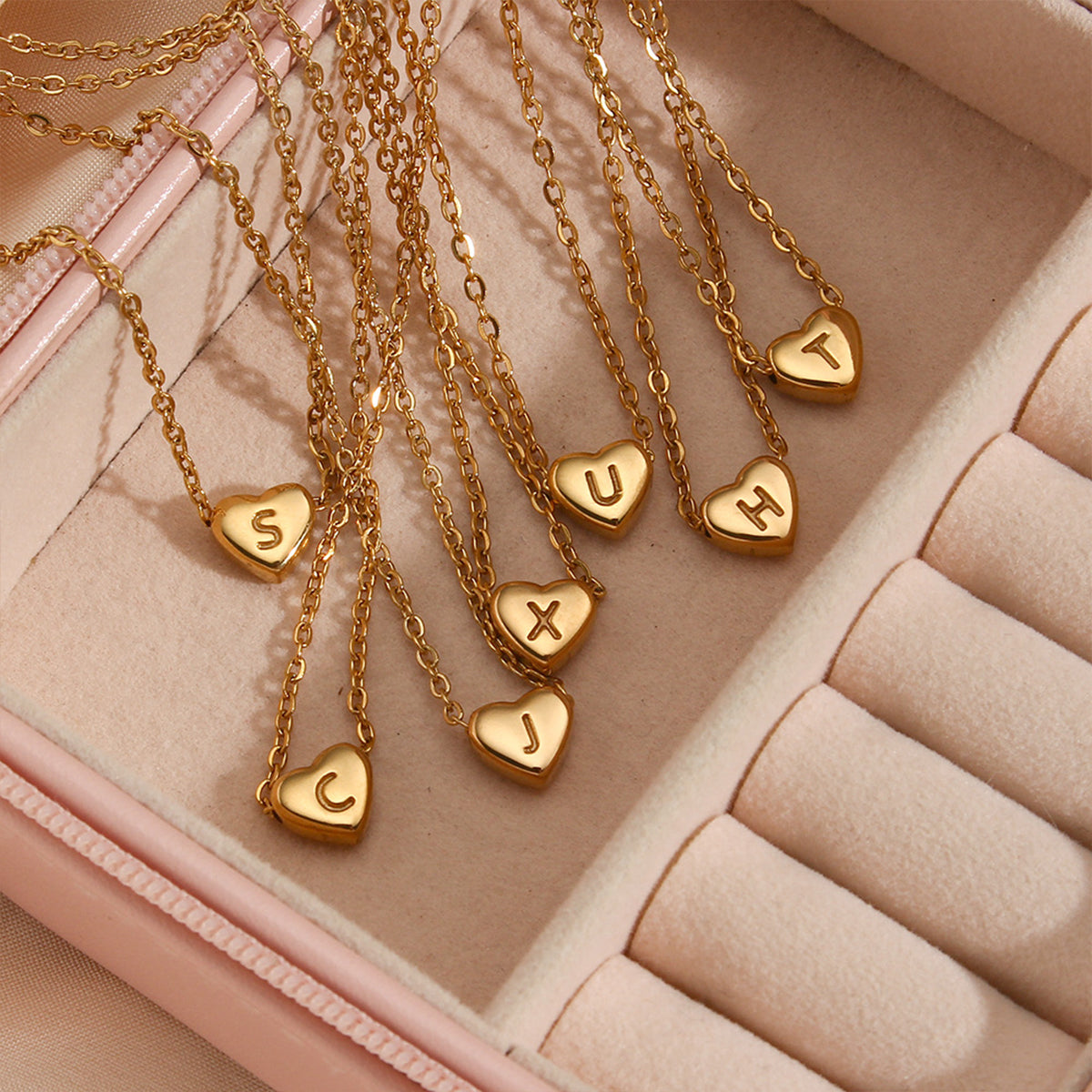 Casual Elegant Letter Heart Shape Stainless Steel Copper Plating 14k Gold Plated Pendant Necklace