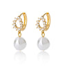 1 Pair Elegant Geometric Plating Inlay Freshwater Pearl Copper Zircon Drop Earrings
