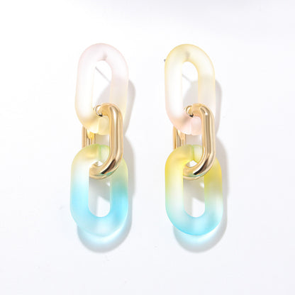 1 Pair Exaggerated Geometric Patchwork Plastic Drop Earrings