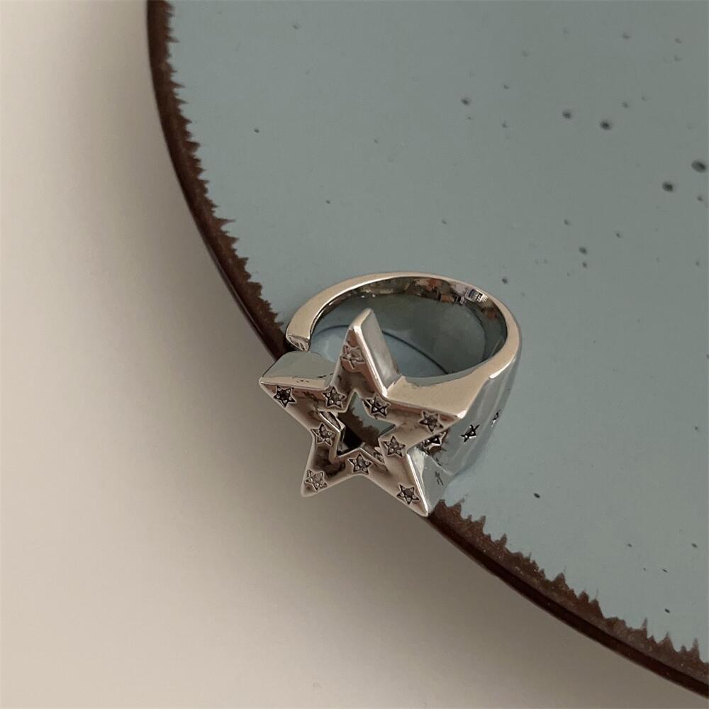 Retro Star Copper Plating Open Ring