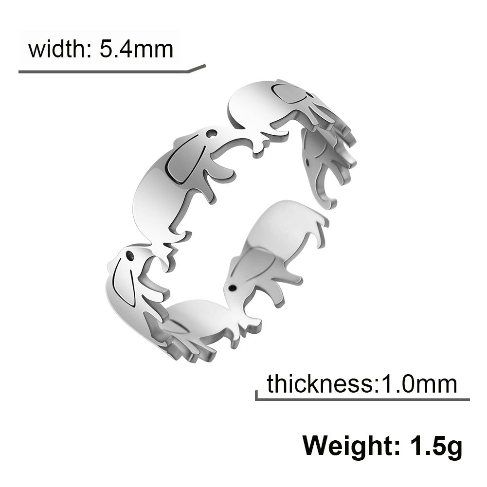 Ig Style Cute Elephant Stainless Steel Open Ring In Bulk