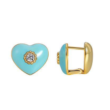 1 Pair Simple Style Heart Shape Enamel Plating Copper 18k Gold Plated Ear Studs