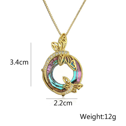 Simple Style Dragonfly Copper 18k Gold Plated Zircon Pendant Necklace In Bulk