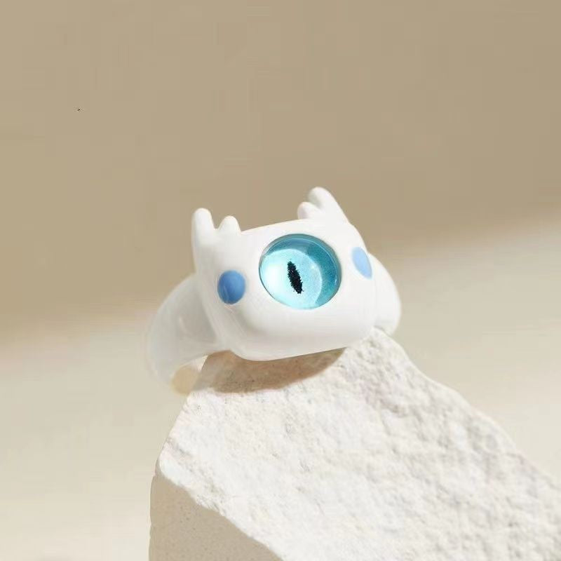 Wholesale Jewelry Cartoon Style Cute Eye Alloy Glass Plating Inlay Open Ring