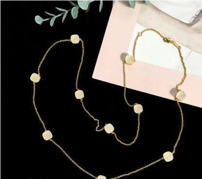 Modern Style Geometric Artificial Crystal Copper Plating Long Necklace