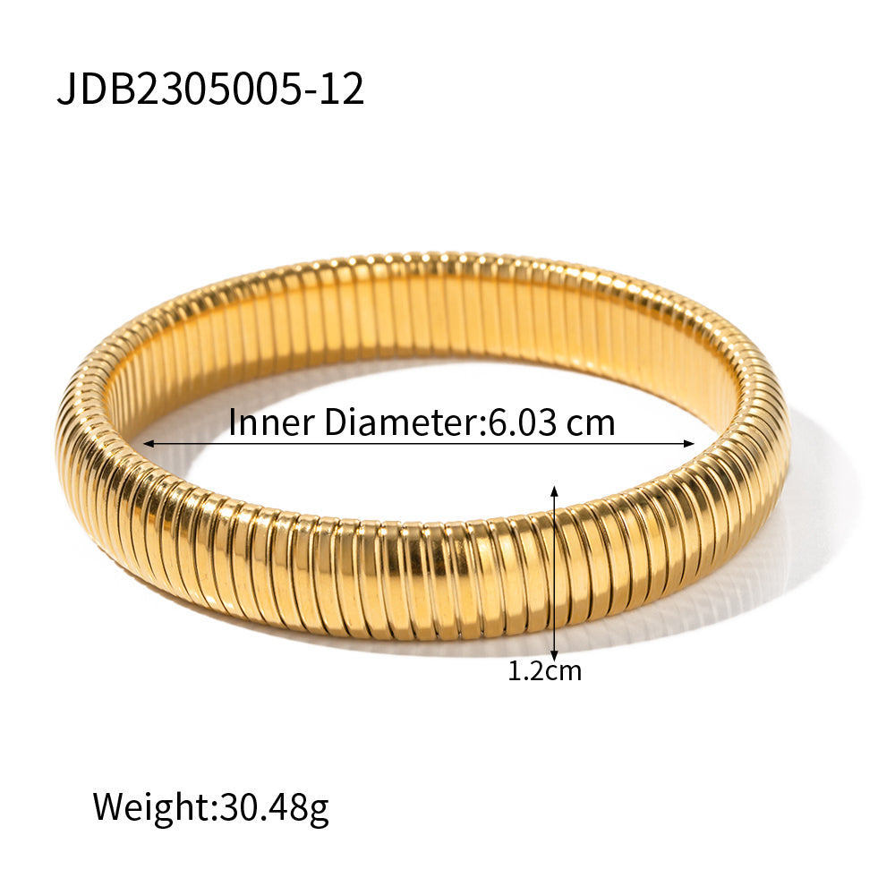 Simple Style Solid Color Stainless Steel Plating 16k Gold Plated Bangle