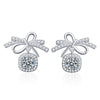 Simple Style Bow Knot Sterling Silver Moissanite Ear Studs In Bulk