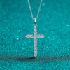 Ethnic Style Cross Sterling Silver Moissanite Pendant Necklace In Bulk