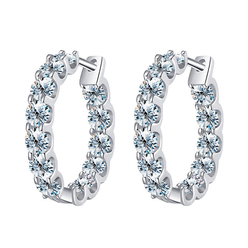 Elegant Round Sterling Silver Moissanite Hoop Earrings In Bulk