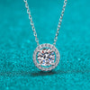 Glam Round Sterling Silver Moissanite Zircon Necklace In Bulk