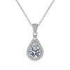 Elegant Water Droplets Sterling Silver Moissanite Zircon Pendant Necklace In Bulk