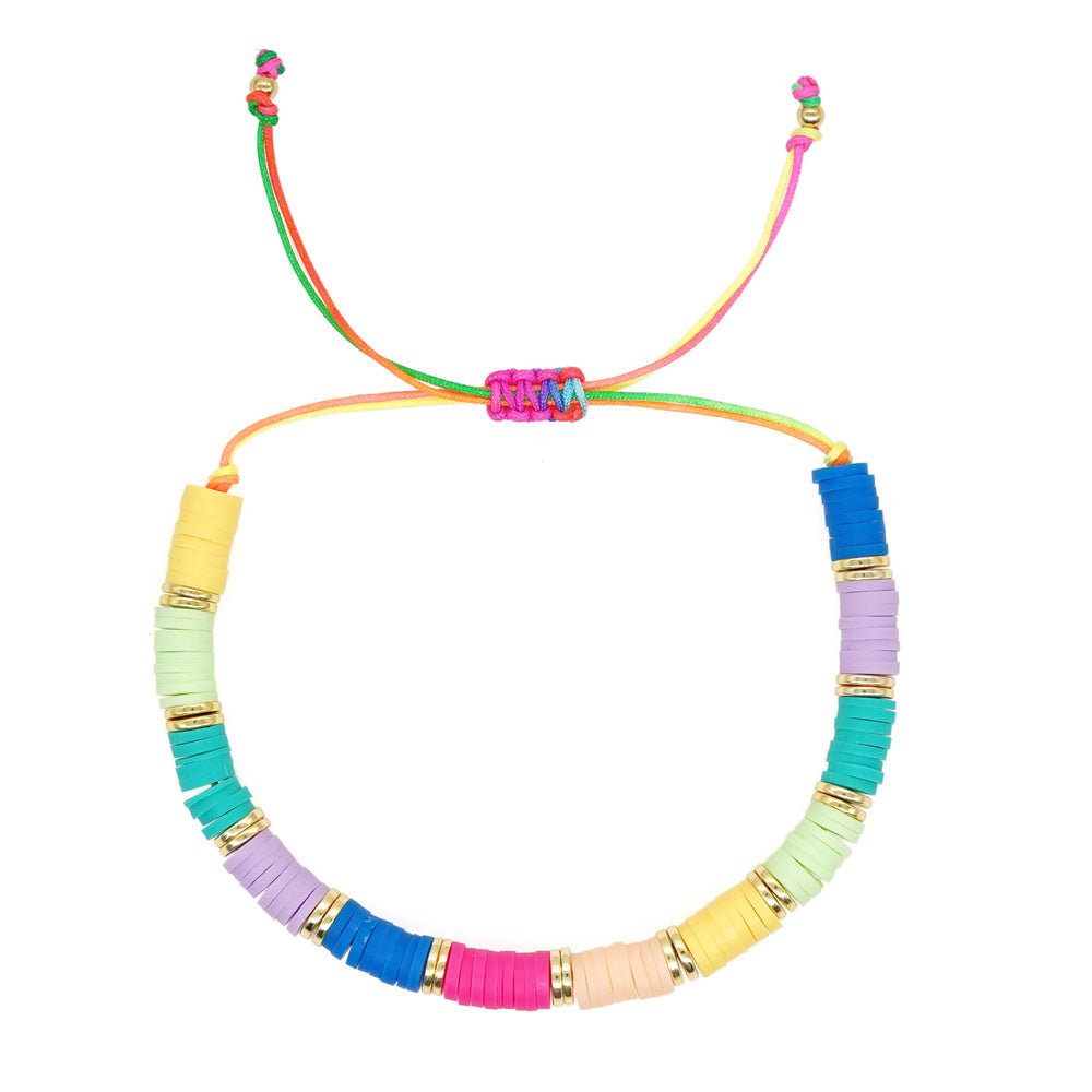 Casual Retro Circle Colorful Soft Clay Unisex Bracelets