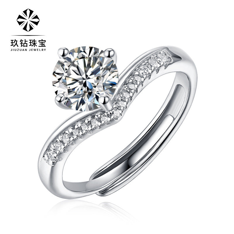 Lady Crown Sterling Silver Moissanite Open Ring In Bulk