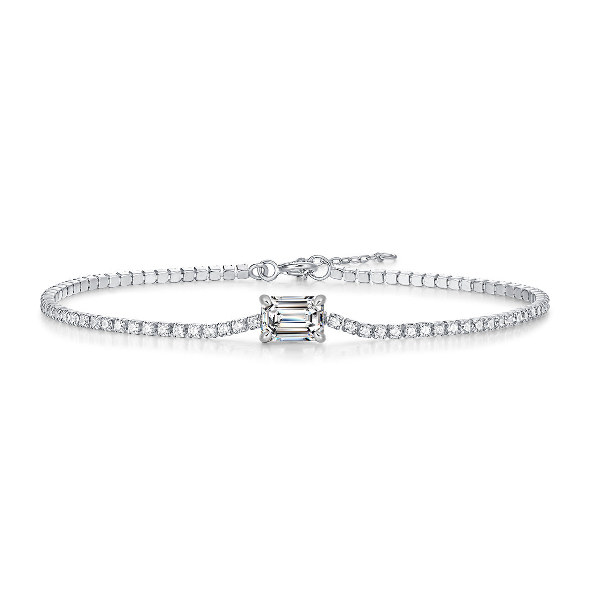 Elegant Square Sterling Silver Moissanite Tennis Bracelet In Bulk