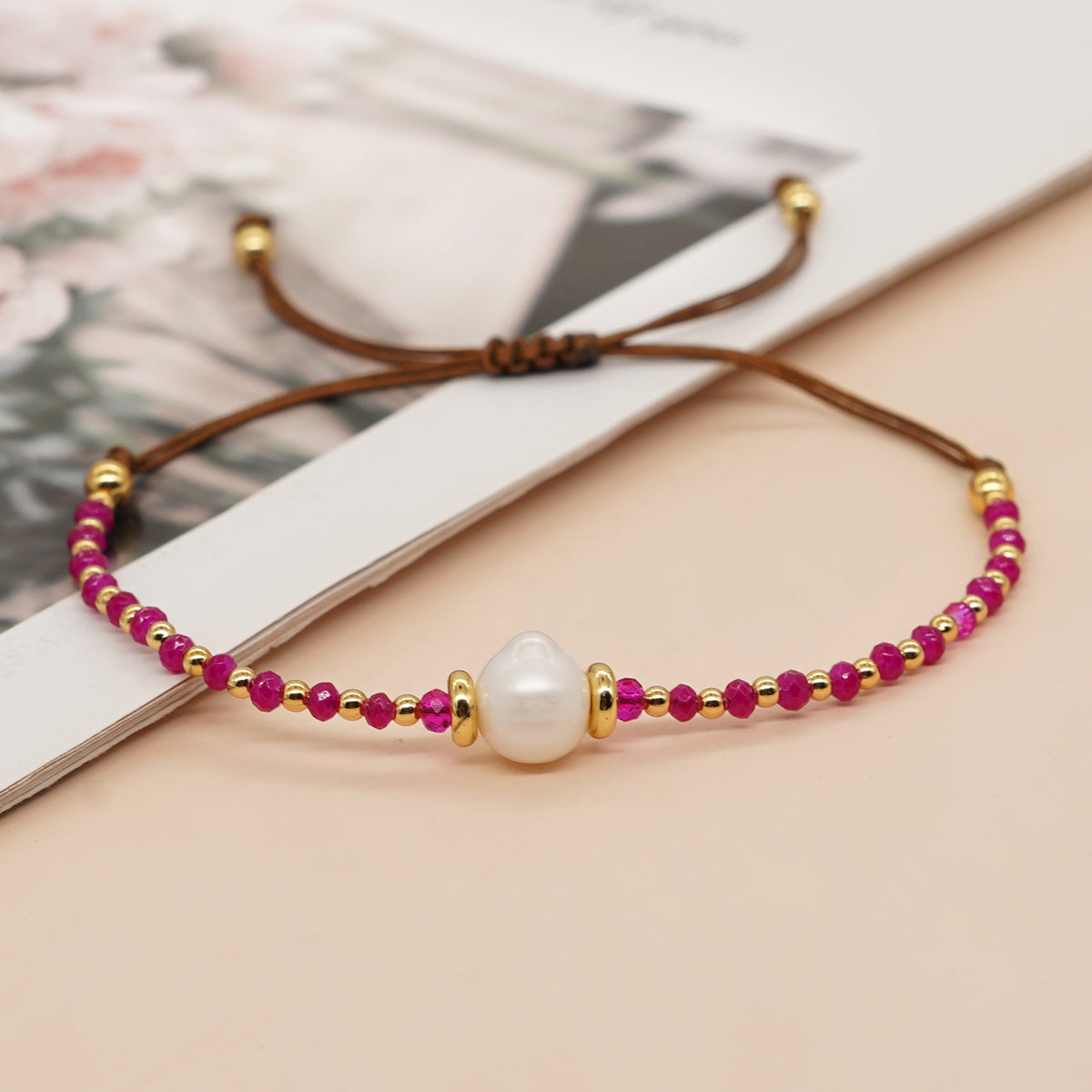 Casual Simple Style Round Artificial Crystal Freshwater Pearl Beaded Drawstring Braid Bracelets