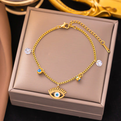 Ethnic Style Devil's Eye Titanium Steel Plating 18k Gold Plated Bracelets Necklace