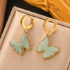 1 Pair Ethnic Style Geometric Plating Inlay Titanium Steel Natural Stone 18k Gold Plated Drop Earrings