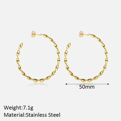 1 Pair Exaggerated Circle Plating Stainless Steel 18k Gold Plated Hoop Earrings