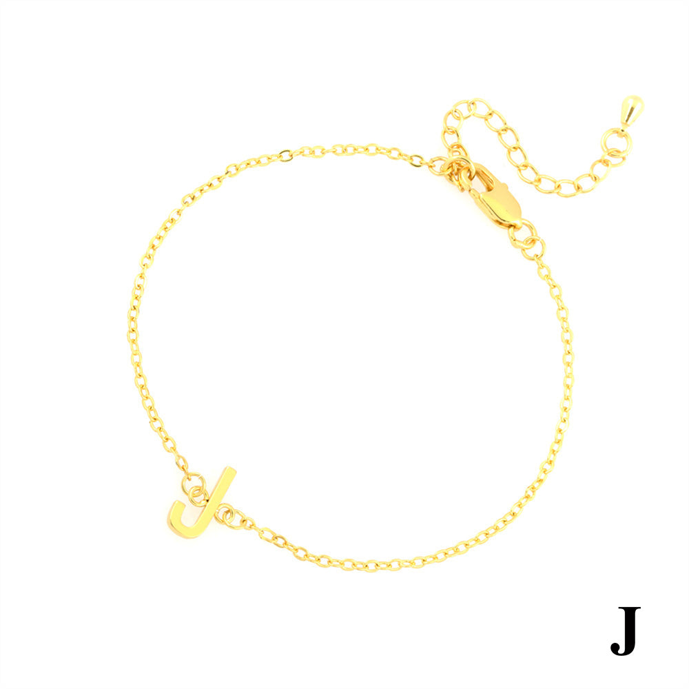 Simple Style Letter Copper Plating 18k Gold Plated Bracelets