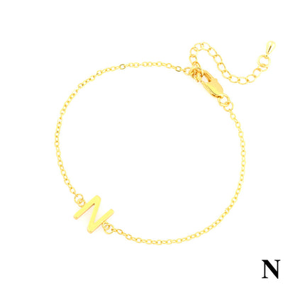 Simple Style Letter Copper Plating 18k Gold Plated Bracelets