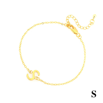 Simple Style Letter Copper Plating 18k Gold Plated Bracelets