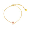 Elegant Simple Style Round Stainless Steel Plating Inlay Artificial Rhinestones 18k Gold Plated Bracelets