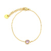 Elegant Simple Style Round Stainless Steel Plating Inlay Artificial Rhinestones 18k Gold Plated Bracelets