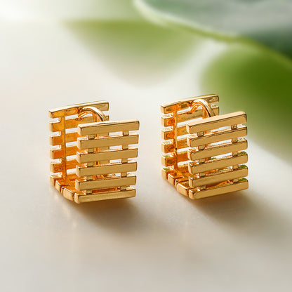 1 Pair Simple Style Commute Square Plating Copper 18k Gold Plated Earrings