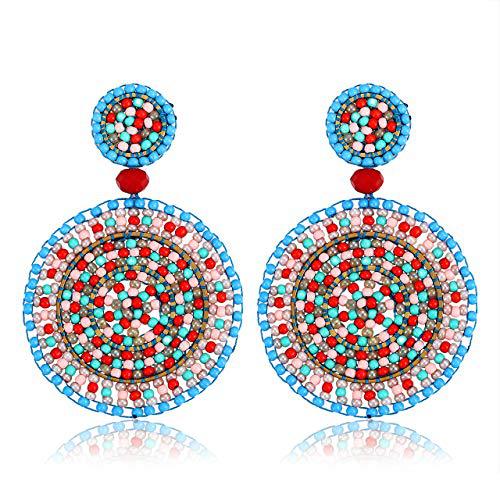 1 Pair Retro Round Seed Bead Drop Earrings