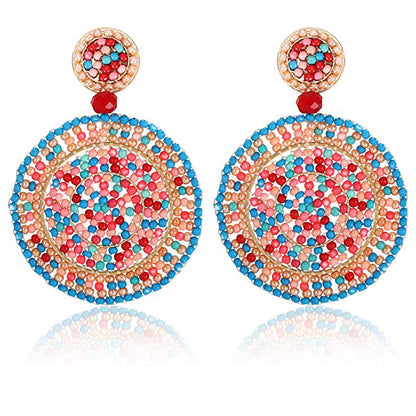 1 Pair Retro Round Seed Bead Drop Earrings