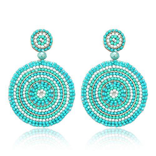 1 Pair Retro Round Seed Bead Drop Earrings